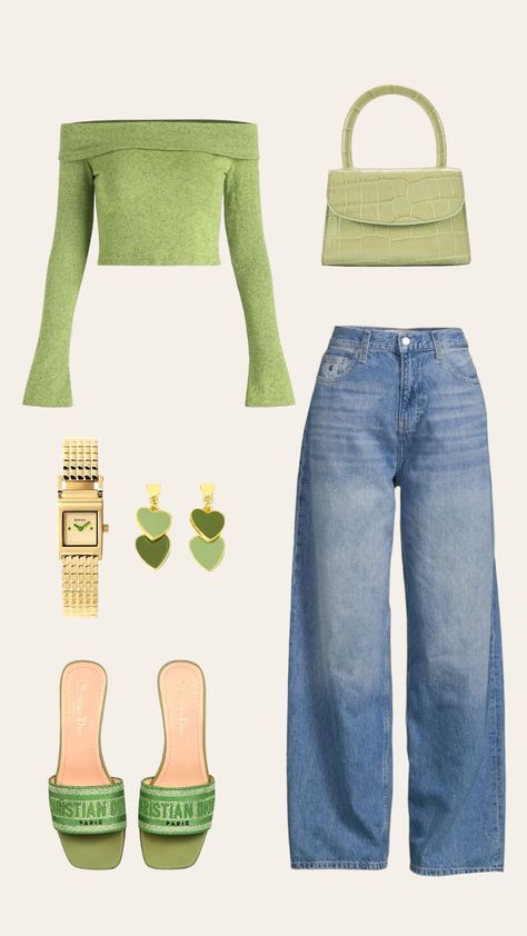 Blue And Green Outfit Ideas, Green Heels Outfit, St Patricks Day Outfits, Emerald Green Outfit, F1 Wag, Chill Outfit, Cute Modest Outfits, Oufits Casual, Everyday Fashion Outfits