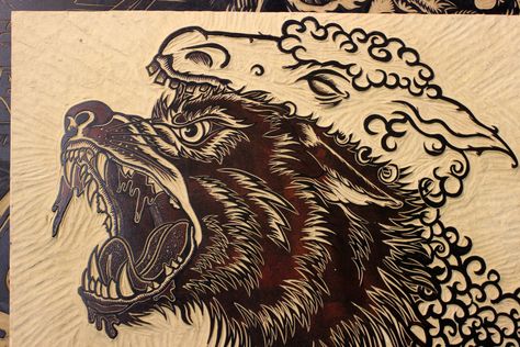 Wolf In Sheeps Clothing, Woodblock Printmaking, Wolf Tattoo, Tattoo Flash Art, Bear Art, Flash Art, Drawing Clothes, Skin Art, Tattoo Lettering