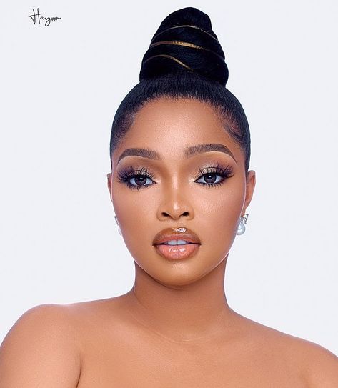 Hairstyle Slicked Back, Slicked Back Hairstyles, Black Bridal Makeup, Maquillage Yeux Cut Crease, Natural Hair Wedding, Makeup For Black Skin, Pelo Afro, Hairstyles For Layered Hair, Black Bridal