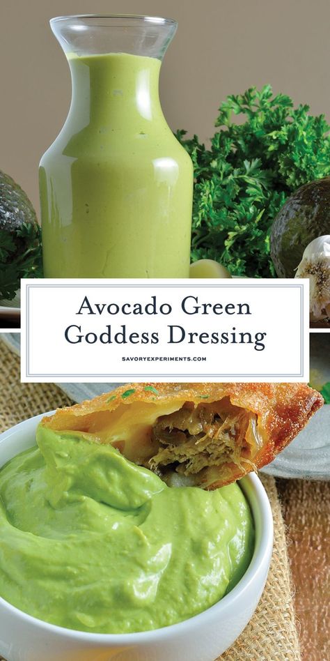 Green Goddess Avocado Dressing, Avocado Goddess Dressing, Green Goddess Sauce Recipe, Simple Green Goddess Dressing, Keto Green Goddess Dressing, Green Dressing For Salad, Dressing For Sandwiches, Easy Green Goddess Dressing, Green Goodness Salad Dressing