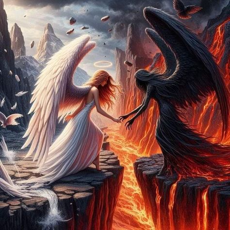 천사와 악마, Fantasy Mythology, Phoenix Artwork, Angel Wings Illustration, Angel Artwork, Fantasy Posters, Wall Decor Crafts, Ange Demon, Angel And Devil