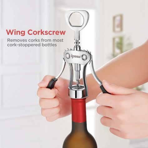 Manual Multifunctional Cork Screw for Waiter
turdy Metal - Made of solid zinc alloy with high quality construction. You will truly feel this weighted wine opener is heavy in your hand.
No Cork Tear - Sharp pointed spiral goes into the cork quickly and efficiently. No need to worry about the cork remnants in the wine. Just enjoy the sip without hassle. Restaurant Bars, Wine Corkscrew, Cork Screw, Beer Cap, Premium Wine, All Beer, Beer Caps, Bottle Corks, Wine Bottle Opener