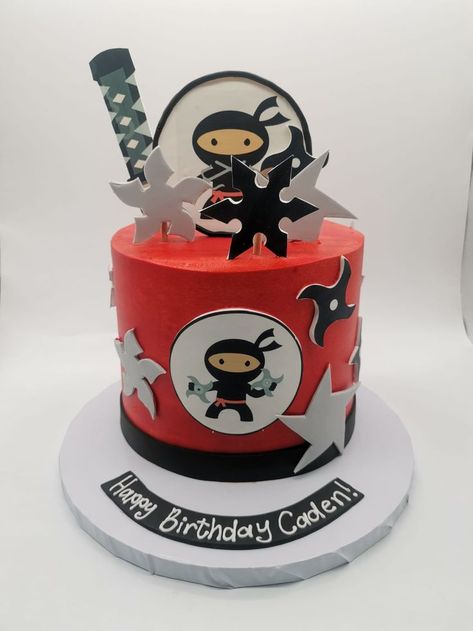 Ninja Bday Cake, Spy Ninja Cake, Ninja Themed Birthday Cake, Ninja Kidz Cakes, Cobra Kai Cake Ideas, Ninja Birthday Cake Ideas, Ninja Kids Birthday Party Ideas, Ninja Cake Ideas Boys, Ninja Cake Ideas