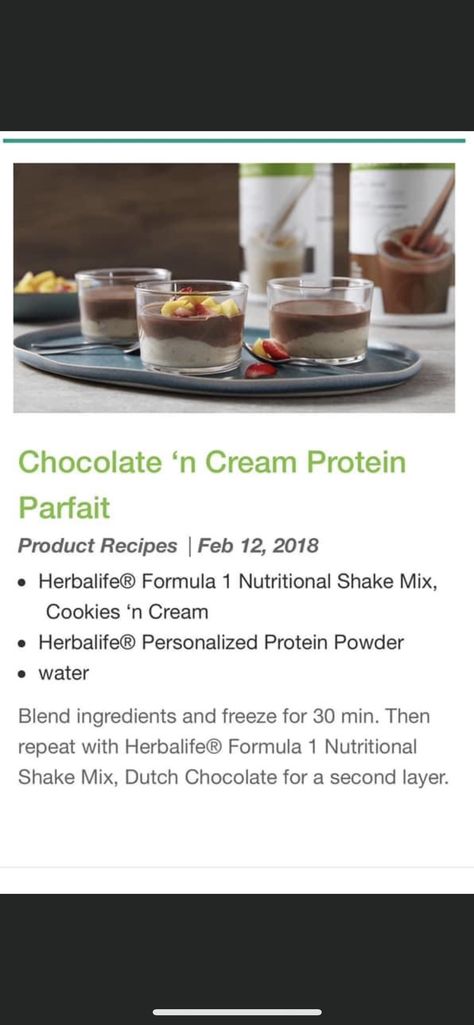 Herbalife Pudding Recipes, Herbalife Parfait, Herbalife Parfait Recipes, Herbalife Snack Ideas, Herbalife Protein Powder, Herbalife Snacks, Herbalife Meal Plan, Herbalife Protein, Herbalife Shakes