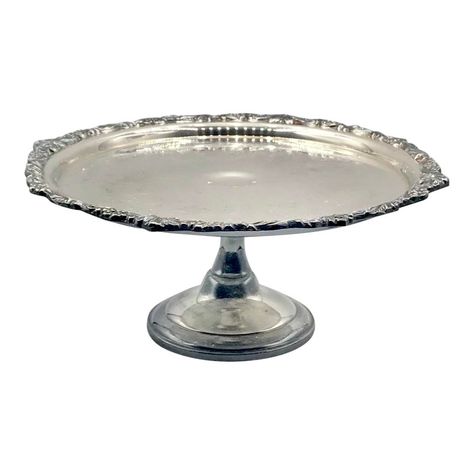 Vintage Silverplate Floral and Scroll Rim Cake Stand Plate Silver Metal Plate, Silver Serving Dishes, Antique Silver Plate, Vintage Silver Cake Stand, Silver Plates, Cake Plates Stand, Vintage Silverplate, Silver Decor, Cake Plate