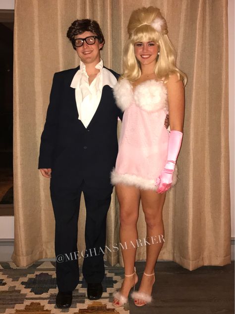 Homemade Halloween Costume - Austin Powers and Fembot #halloween #couplescostume #bestcouplescostume #halloweencostume #austinpowers #fembot Halloween Costume Austin Powers, Austin Powers Couples Costume Fembot, Fem Bot Austin Powers, Austin Powers Costume Couple, Fem Bot Costume Austin Powers, Austin Powers And Fembot Costume, Fem Bot Costume, Austin Powers Couples Costume, Fem Bots Costume