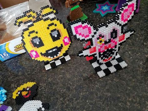 Five nights at freddys perler beads Dayshift At Freddys, Scene Queen, Scene Queens, Iron Beads, Bead Ideas, Fnaf Characters, Fuse Beads, Perler Bead, Hama Beads