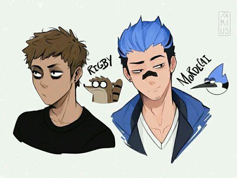 Mordecai And Rigby, Cartoon Characters As Humans, Grand Forks, Mens Haircut, Regular Show, Cartoon As Anime, Men's Haircut, Cartoon Shows, Diamond Shaped