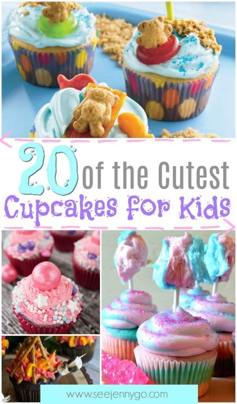 Fun Cupcake Decorating Ideas, Flavorful Cupcakes, Cutest Cupcakes, Lasagna Dessert, Kids Cupcakes, Cupcakes For Kids, Ideas For Cupcakes, Kids Birthday Cupcakes, Girl Birthday Cupcakes