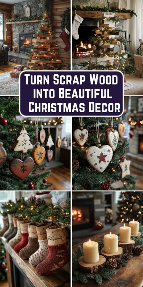 Turn scrap wood into beautiful Christmas décor with these creative and easy DIY ideas! From rustic ornaments to charming wooden Christmas trees, wreaths, and festive signs, you can transform leftover wood into stunning holiday decorations. Perfect for adding a personal, eco-friendly touch to your home, these budget-friendly projects will inspire you to craft unique, handmade décor that brings warmth and charm to your holiday season. Get started on your festive woodworking today! Small Wood Christmas Decorations, Easy Christmas Ornaments To Make And Sell, Rustic Wood Diy Projects, Blue Christmas Crafts, Christmas Crafts Tutorials, Christmas Craft Table Display, Barnwood Crafts Ideas, Wooden Christmas Gifts Diy, Barnwood Ornaments