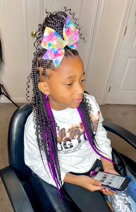 Famous Braids Hairstyles, Kids Goddess Knotless Braids, Kids Box Braids With Color, Kids Medium Knotless Braids, Knotless Box Braids For Kids, Kid Knotless Braids, Individual Braids For Kids, Toddler Knotless Braids, Kids Knotless Box Braids