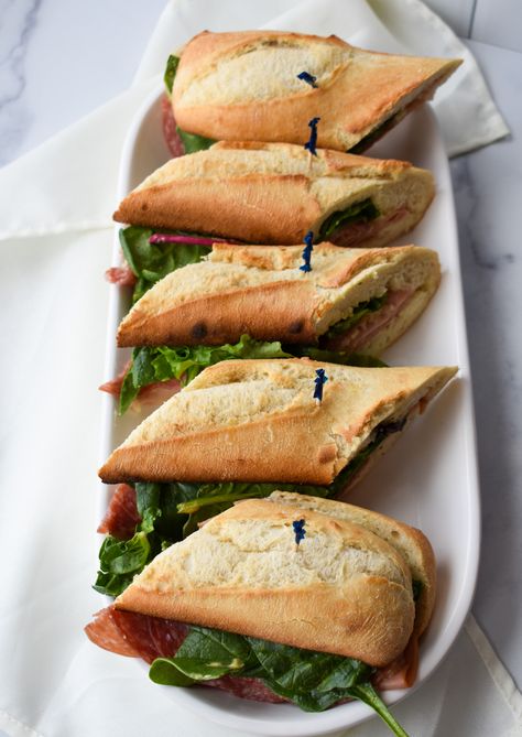 Baguette Sandwich - Alex Daynes Baguette Fillings Ideas, Best Baguette Sandwiches, Baguette Sandwich Aesthetic, Mini Baguette Sandwiches, Baguette Sandwich Ideas, French Baquette, French Baguette Sandwich, Tailgate Sandwiches, Baguette Sandwiches