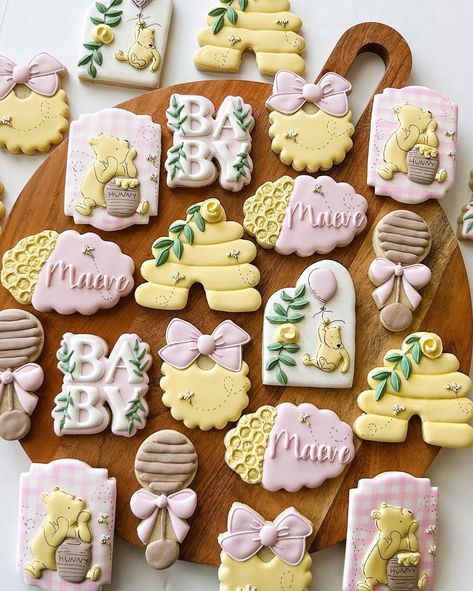 Winnie The Pooh Baby Shower Girl Ideas Decoration, Whinne Pooh Baby Shower Girl, Winnie The Pooh Baby Shower Cookies Girl, Winnie The Pooh Cookies Baby Girl, Pink Pooh Baby Shower Ideas, Baby Girl Winnie The Pooh Shower Ideas, Baby Shower Themes Girl Winnie The Pooh, Vintage Winnie The Pooh Cookies, Winnie The Pooh Baby Shower Cookies