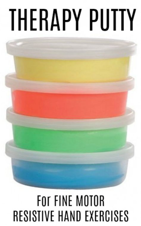 THERAPY PUTTY FOR FINE MOTOR RESISTIVE HAND EXERCISES - GREAT FOR PEDIATRIC OCCUPATIONAL THERAPISTS AND AT HOME THERAPY Thera Putty Exercises, Therapy Putty Recipe, Homemade Therapy Putty, Theraputty Exercises, Synergetic Play Therapy, Outpatient Occupational Therapy Pediatrics, Therapy Putty, Hand Strengthening, Sensory Therapy