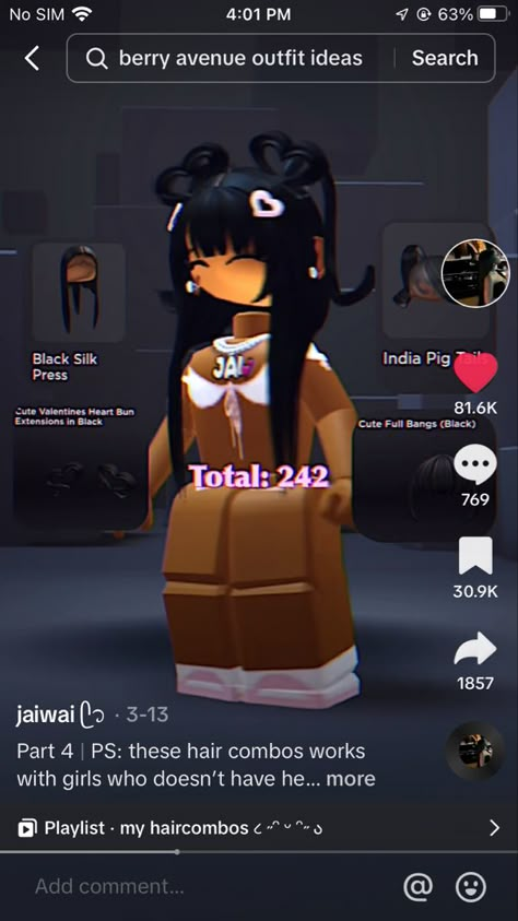 Roblox Baddie Hair Combos, Roblox Baddie Outfits Codes Pink, Berry Avenue Black Girls Codes, Hair Combos Berry Ave, Berry Avenue Codes Black People, Y2k Codes, Roblox Hair Combos, Cute Baddie Outfits, Sza Singer