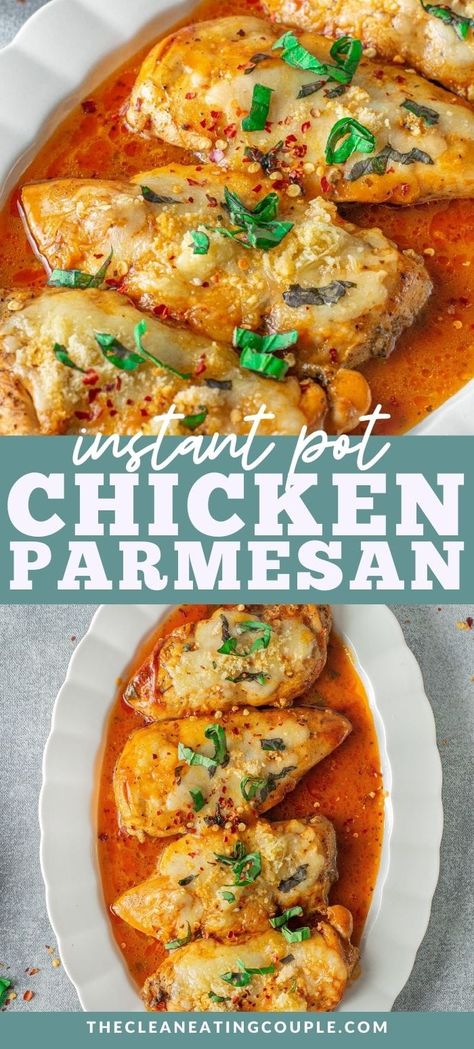 This Instant Pot Chicken Parmesan Recipe is so easy to make! A low carb chicken parmesan that is done in under an hour in the pressure cooker! Serve this keto chicken parm alone or over pasta! Chicken Parm Instant Pot, Instant Pot Chicken Parmesan, Bariatric Instant Pot Recipes, Instapot Chicken Breast, Healthy Instant Pot Recipes Low Carb, Low Carb Chicken Parmesan, Healthy Chicken Parmesan, Low Carb Instant Pot Recipes, Chicken Parmesan Recipe Easy