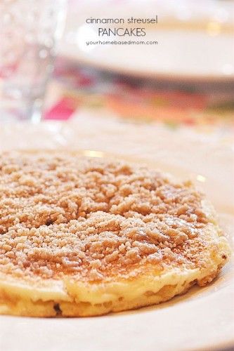 Cinnamon Streusel Pancakes Cinnamon Streusel Pancakes, Dessert For Breakfast, Cinnamon Streusel, Pancakes And Waffles, Breakfast For Kids, Sweet Breakfast, Eat Dessert, Yummy Breakfast, Breakfast Brunch