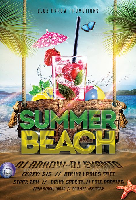 Summer Beach Party Flyer Template #Beach, #Summer, #Party, #Template Beach Party Flyer, Party Design Poster, Pool Parties Flyer, Sunset Party, Free Psd Flyer Templates, Party Flyer Template, Music Flyer, Party Template, Summer Poster