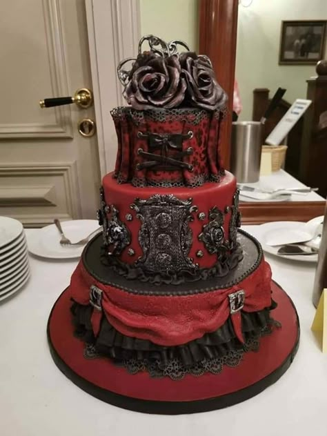 Quinceanera Gothic Theme, Dark Disney Wedding, Vampire Quinceanera Dress, Vampire Theme Quinceanera Dress, Sweet 16 Party Ideas Gothic, Emo Quinceanera Dresses, Gothic Quinceanera Dresses, Red Black Quinceanera Dresses, Goth Quinceanera Dress