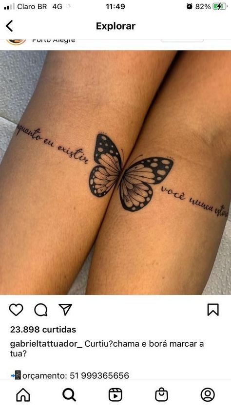 Best Friend Butterfly Tattoos, Tattoo Mama E Hija, Hand Tattoo Minimalist, Best Friends Tattoo, Wrist Tattoos Words, Cute Thigh Tattoos, Matching Friend Tattoos, Cute Matching Tattoos, Couples Tattoos