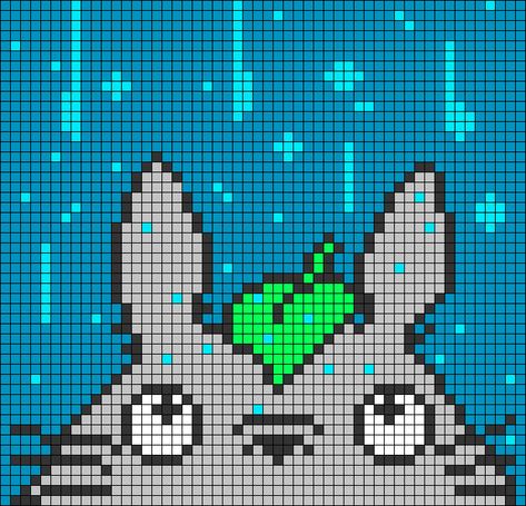 Alpha pattern #27340 | BraceletBook Totoro Grid Pattern, Totoro Alpha Pattern, Crochet Tapestries, Graph Crochet, Easy Pixel Art, Pixel Crochet, Pixel Art Grid, Tapestry Crochet Patterns, Crochet Design Pattern