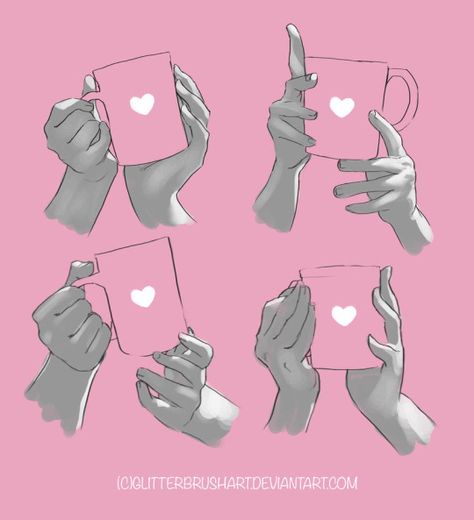 How to Art Mug Drawing Reference, Mug Drawing, Hands Drawing, Ref Sheet, Drawing Body Poses, Sketch Poses, Hand Drawing Reference, Hand Reference, Poses References