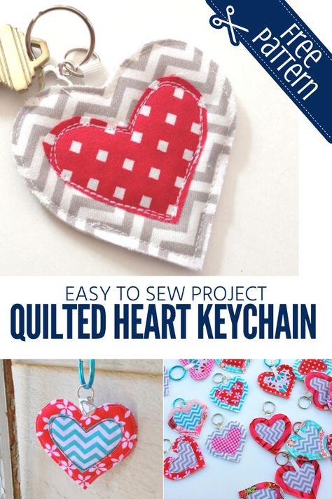 Quilted Heart Keychains – Sewing With Scraps Sewn Keychain Ideas, Sewing Keychain Ideas, Sewn Keychain, Sewing Heart, Sewing With Scraps, Scrappy Binding, Free Pdf Sewing Patterns, Winter Projects, Keychain Ideas