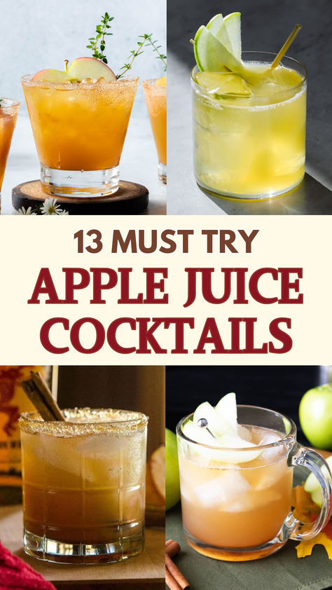 Apple Juice Cocktails Apple Juice Mimosa, Cocktail With Apple Juice, Apple Juice Cocktail Recipes, Drinks With Apple Juice, Apple Cocktail Garnish, Apple Juice Recipes, Juice Cocktail Recipes, Apple Juice Cocktail, Apple Cocktails