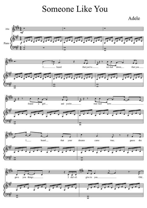 Someone Like You - Adele Adele Piano Sheet Music, Someone Like You Piano, Someone Like You Lyrics, Adele Piano, Keyboard Notes, Sheet Music For Beginners, Music For Beginners, Dark Lyrics, Sheet Music With Letters