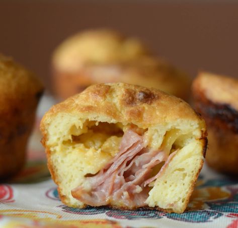 Ham & Cheese Stuffed Popovers Popover Recipe, Yorkshire Pudding Recipes, Muffin Tin Recipes, Ham Cheese, Yorkshire Pudding, Cheese Stuffed, Creamy Cheesecake, Dinner Is Served, Ham And Cheese