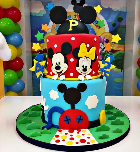 Mickey Mouse clubhouse cake Mickey Mouse Clubhouse Birthday Party Decorations, Mickey Mouse Clubhouse Birthday Cake, Cake Mickey Mouse, Mickey Birthday Cakes, Mickey Mouse Clubhouse Cake, Mickey Mouse Birthday Theme, 3rd Birthday Cake, Mickey And Minnie Cake, Mouse Birthday Cake