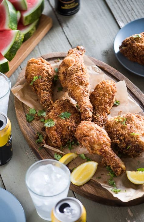 Hard Lemonade Fried Chicken Battered Fried Chicken, Fried Drumsticks, Mikes Hard, Chicken Items, Hard Lemonade, Chicken Plating, Food Pic, Beer Battered, Fried Chicken Recipe