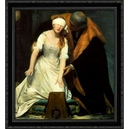 The Execution of Lady Jane Grey ' detail 28x30 Large Black Ornate Wood Framed Canvas Art by Paul Delaroche