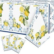 Fruit Party Table, Capri Lemon, Lemon Theme, Plastic Table Cover, Dining Table Sizes, Spring Fruit, New Year's Party Decorations, Lemon Pattern, Fruit Party