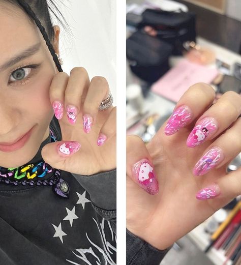 Jisoo Nails, Rosé Nails Blackpink, Blackpink Nails, Nails Kpop, K Pop Nails, Idol Nails, Graffiti Nails, Kids Nail Designs, Kpop Nails