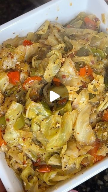 Kels’ on Instagram: "Spicy cabbage Recipe below 

Shopping List: 
Cabbage head (clean) 
Green bell peppers 
Red bell peppers 
Smoked turkey 
Chicken stock 
Table blend 
Dash Extra spicy 
McCormick all purpose

Follow for more recipes ✨ 

#easyrecipes #cooking #cabbage #spicy #spicyfood #cabbagerecipe #foodie #explore #foodstagram #quickrecipes #fy #fyp #dinner" Inside Out Stuffed Cabbage, Bake Cabbage In Oven, Cabbage With Sausage Recipes, Recipes With Cabbage, Cooking Cabbage, Cooked Cabbage Recipes, Cabbage Recipes Southern, Spicy Cabbage, Fried Cabbage Recipes