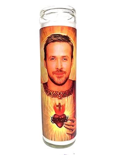 Ryan Gosling Celebrity Parody Devotional Prayer Saint Candle Saint Candles, Kitchen Clothes, Ryan Gosling, Handmade Home, Baby Care, Wedding Accessories, Candle Holders, Free Delivery, Candles