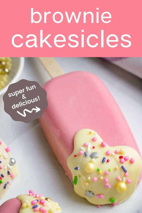 How To Display Cakesicles, Cheesecake Cakesicles Recipe, Cakesicle Filling Ideas, Funfetti Cakesicles, Cakecicles Recipes, Cakescicles Recipes, Cake Sickles Ideas, Brownie Cakesicles, June Desserts