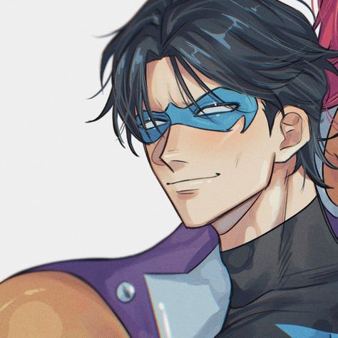 art by narutoss_ramen on twt Matching Pfp Ideas Couple, Star Fire And Nightwing Matching Pfp, Narutoss Ramen Art, Riftan And Maxi Matching Pfp, Robin X Starfire Matching Icons, Matching Batman Pfps, Starfire And Nightwing Matching Pfp, Nightwing And Starfire Matching Icons, Star Fire And Robin Matching Pfp