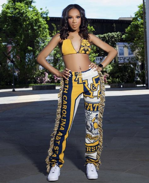 Ncat Aggies Outfits, Ncat Aggies Decision Day, Senior Jeans Black People, Ncat Aggies, Graduation Pants, Decision Day Photoshoot, Senior Outfits, High School Graduation Outfit, Graduation Pictures Outfits