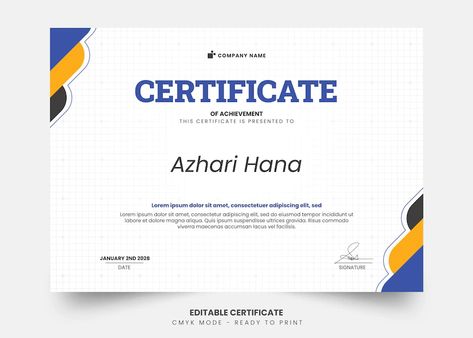 Premium PSD | Simple abstract and modern certificate template Creative Certificate, Editable Certificates, Certificate Design Template, Simple Abstract, Certificate Of Achievement, Certificate Design, Banner Template Design, Certificate Templates, Post Templates