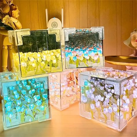 21 flower Tulip Flower Sea Night Light Diy Kit Create - Temu Tulip Lamp, Flower Tulip, Diy Flores, Mirror Lamp, Magic Cube, Tulip Flower, Night Lamp, Tulips Flowers, Night Lamps