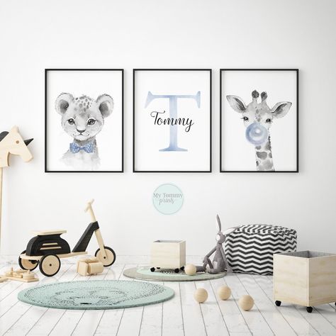 Safari Nursery Boy, Safari Nursery Prints, Nursery Prints Boy, Safari Nursery Decor, Safari Print, Initial Prints, Baby Animal Prints, Boys Bedroom Decor, 11x14 Print