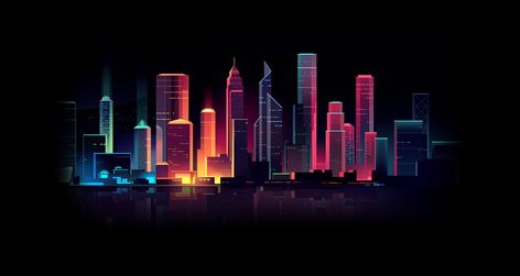 #neon digital art simple background black background #cityscape #skyline Romain Trystram #city #1080P #wallpaper #hdwallpaper #desktop Ultra Hd 4k Wallpaper Iphone City, Night Cities, Ultra Hd 4k Wallpaper, Cityscape Wallpaper, 4k Wallpaper Iphone, City Vector, Wallpaper Laptop, Neon Wallpaper, City Wallpaper