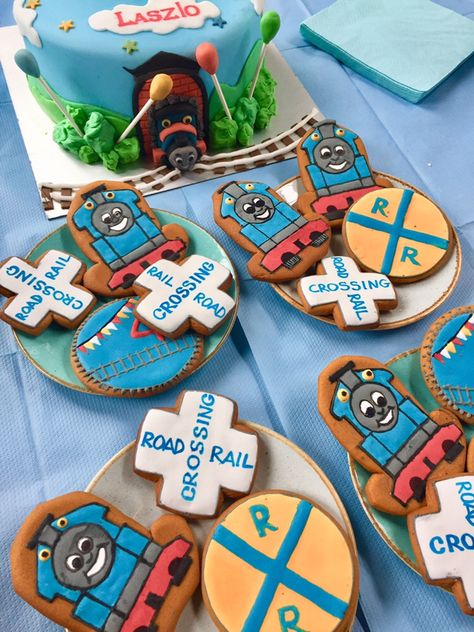 DIY Thomas The Tank Engine Birthday Party - Frugal And Plastic Free Way! Thomas The Tank Engine Party Decorations, Thomas The Tank Engine Party, Thomas Birthday Parties, Star Shaped Cookies, Thomas Birthday, Party Kits, Baby Boy Birthday, Thomas The Tank, Thomas The Tank Engine