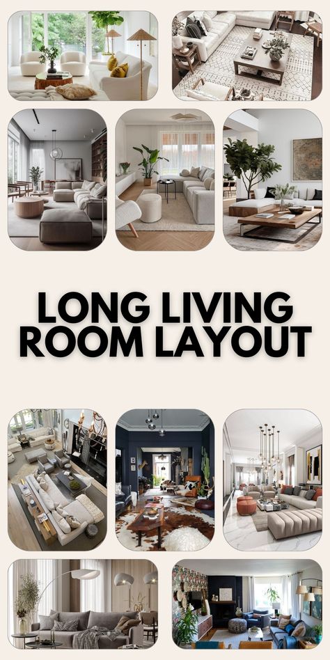 Elevate Your Home with Stylish Long Living Room Layouts – Tips & Inspiration Fireplace Furniture Arrangement, Long Living Room Layout, Great Room Layout, Sectional Living Room Layout, Functional Living Room, Living Room Layouts, Long Narrow Living Room, Rectangle Living Room, Family Room Layout