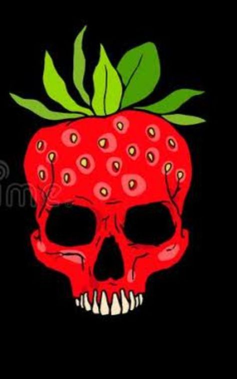 Strawberry Skull Tattoo, Scary Drawings, Natural Hair Art, Halloween Rocks, Skull Illustration, Skull Wallpaper, Skull Drawing, Witch Decor, School Tattoo