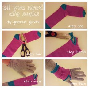 DIY Glamor Gloves for the early winter Diy Gloves From Socks, Make Gloves From Socks, Sock Gloves Diy, How To Make Arm Warmers Out Of Socks, How To Make Gloves, Glamour Gloves, 80s Costumes, Diy Hand Warmers, Socks Diy