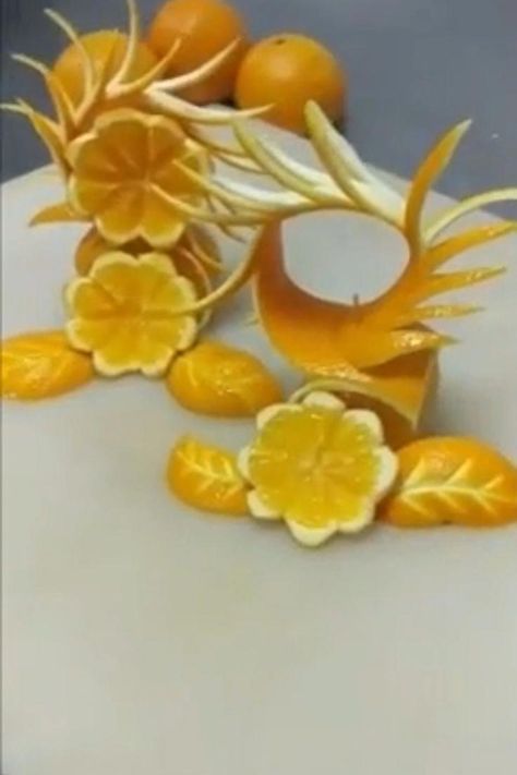 Amazing what you can do with an orange. Fruit Carving Art. #ad #carving #LuxuriousFruitTarts Fruit Tarts, Flower Fruit, Easy Food Art, Fruit Carving, Carving Art, Fruit Tart, Orange Fruit, Fruit Art, Orange Flower