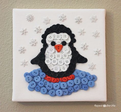 I’m really getting addicted to button art! Originally inspired by the Busted Button, I created a button owl and then for Fall/Halloween I created a button candy corn. Now that the snow has begun to fall and it’s feeling like winter, I decided to make a button penguin! I love how the penguin turned out, … Buttons Crafts Diy, Button Creations, Penguin Crafts, Penguin Craft, Repeat Crafter Me, Bird Crafts, Diy Buttons, Christmas Penguin, Button Art